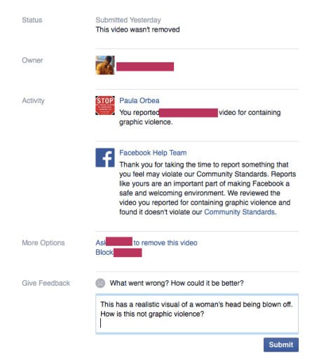 Woman being shot. Not violent.